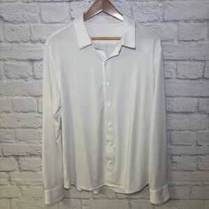 Coolibar Shirt Men's Large White Vita Button Up UV Protection Stretch UPF 50+